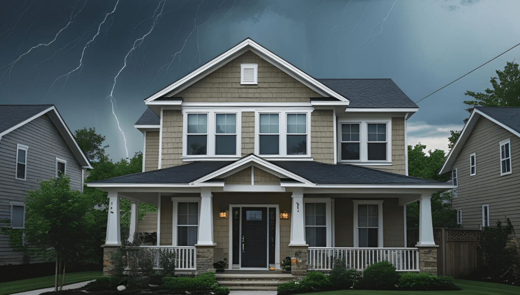 summer storm over a home